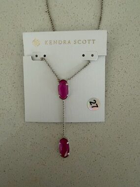 Kendra Scott Silver Hot Pink Y-Necklace